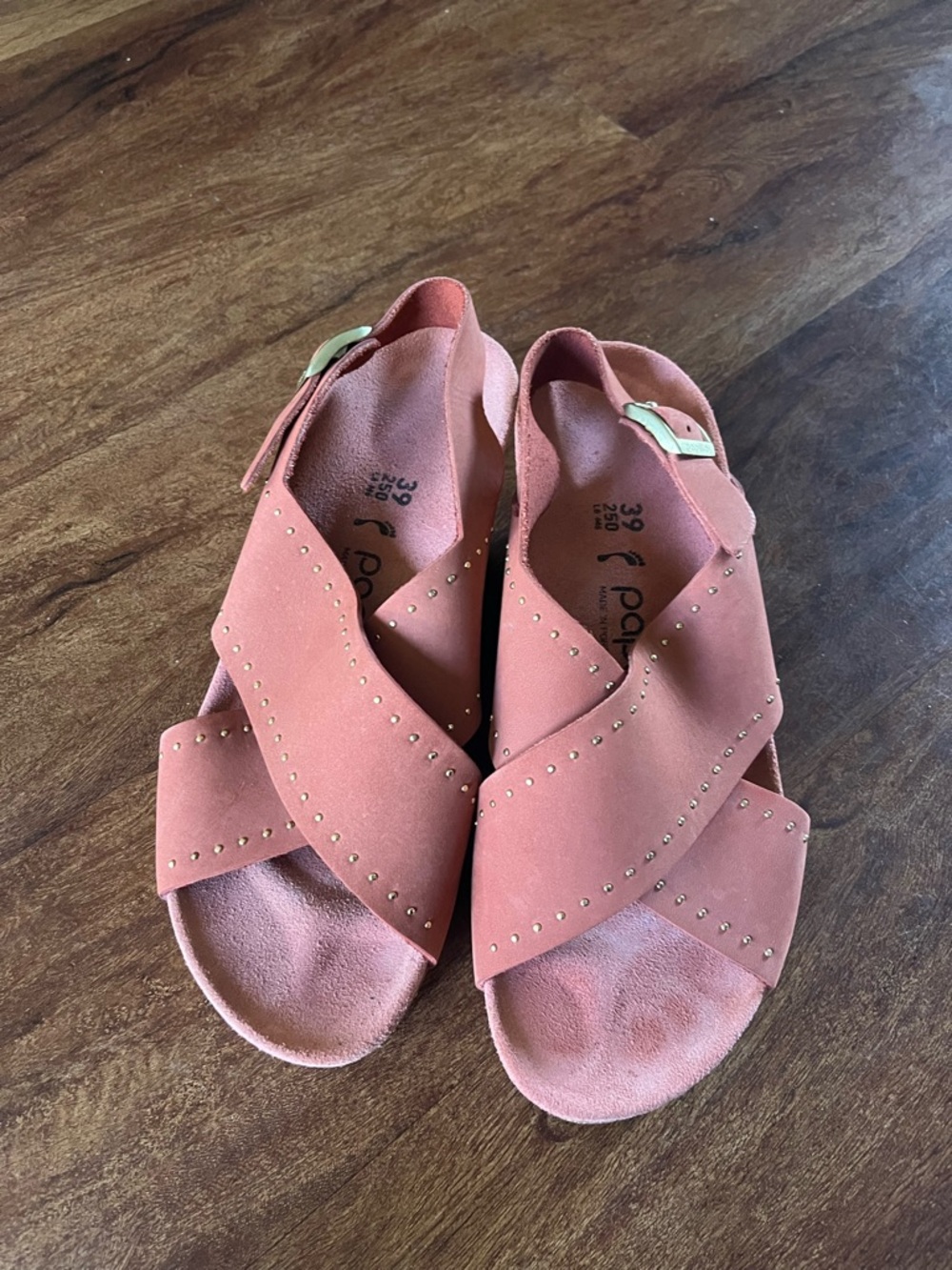Birkenstock Papillio 39 US 8 Samira Rivets Earth Red Nubuck Wedge Sandals - Picture 3 of 10